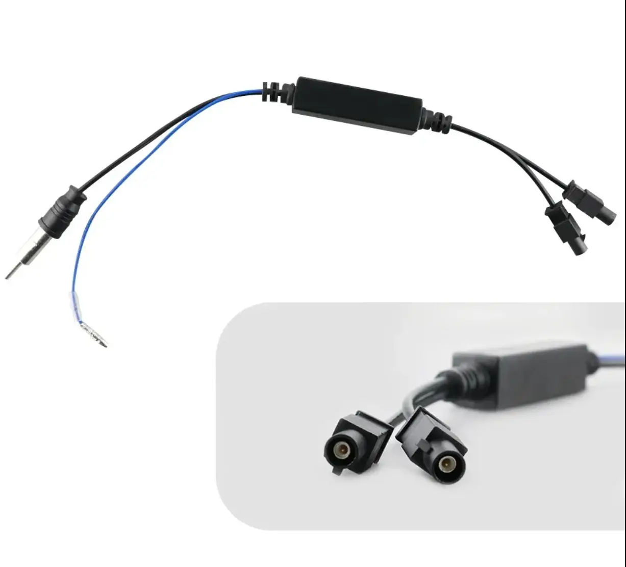 Adattatore per antenna radio RF FAKRA a testa singola o doppia con amplificatore Lettore multimediale GPS per auto Connettore cavo di alimentazione ISO per autoradio