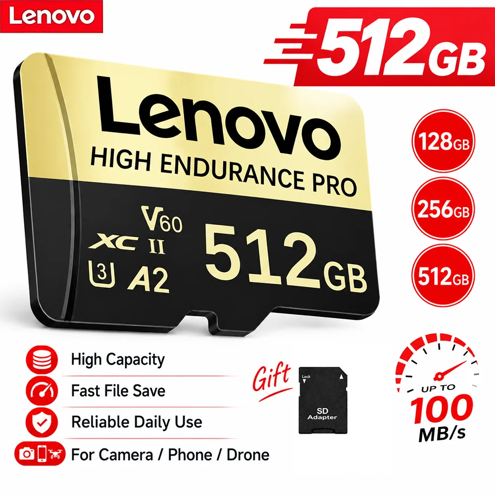 New Original Lenovo SD Memory Card 128GB 256GB U3 High Speed Micro SD Card Flash Card 4K Video MicroSD For Digital Camera Phone