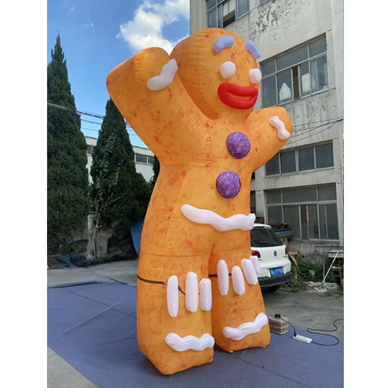 Giant inflatable gingerbread man, Christmas solar term model, with blower, outdoor decoration, can be equipped with lights