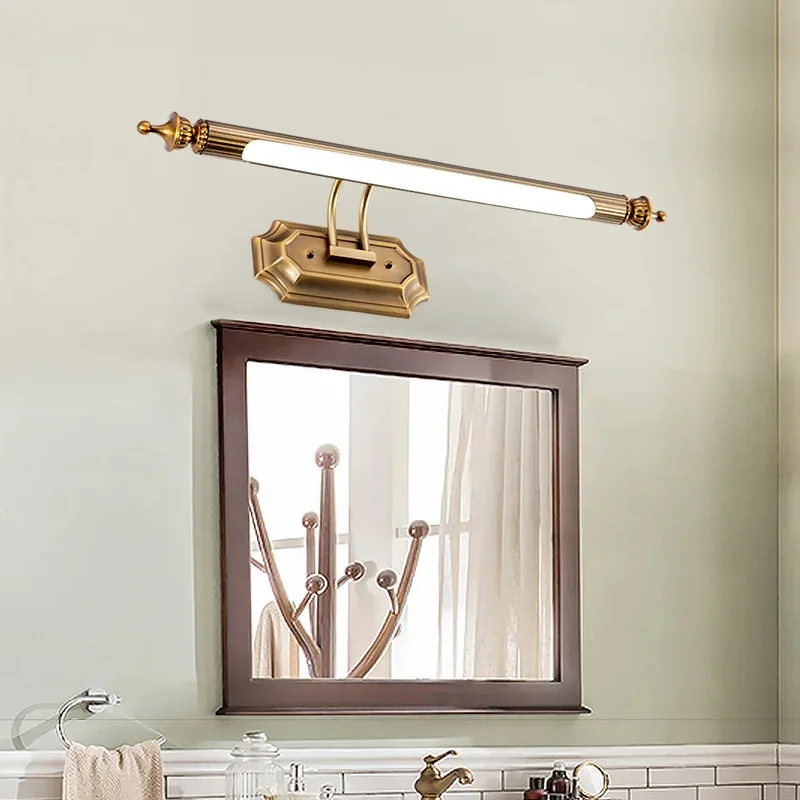 

Европейский ретро светодиодный зеркальный настенный светильник, роскошный золотой шкаф для ванной комнаты с зеркалом, светодиоды для фар, художественный декор для прихожей, настенное освещение