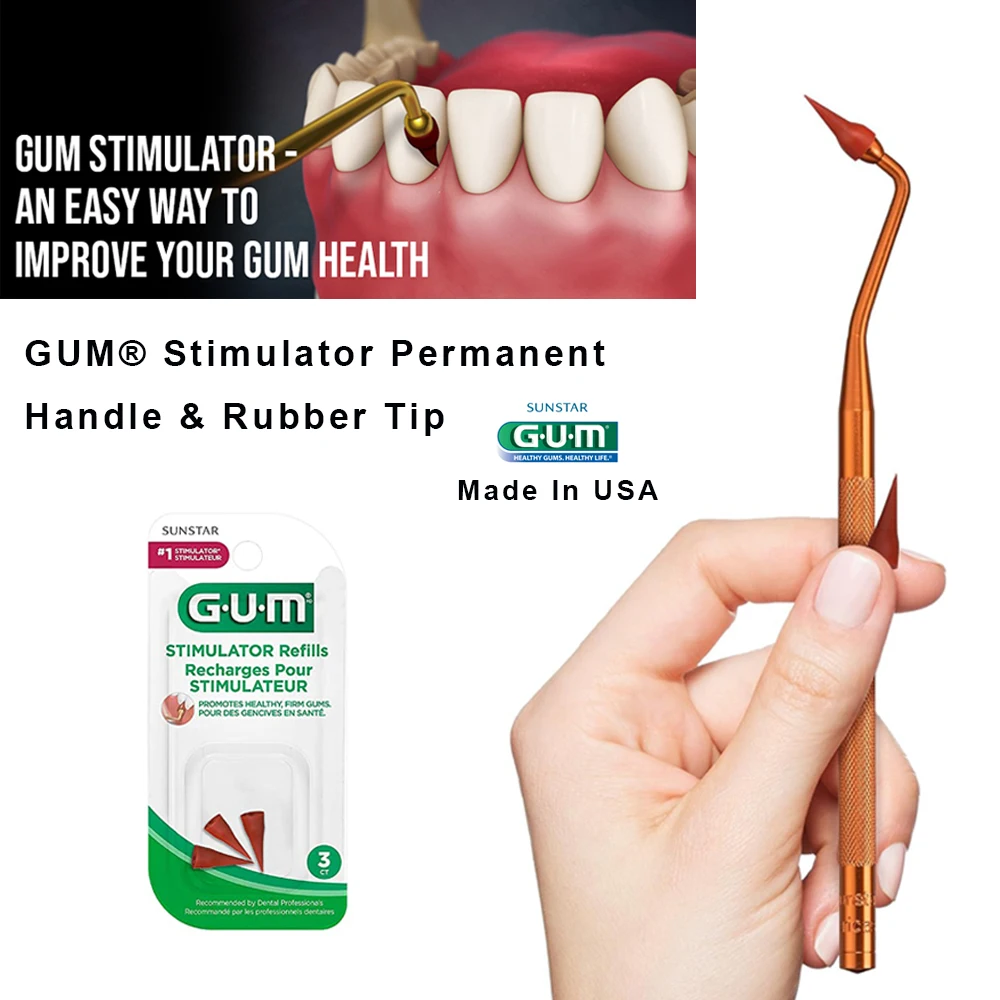 Dental Teeth Gum Stimulator with Rubber Tip and Permanent Handle SUNSTAR Gingival Periodontitis Treatment Periodontal Gum