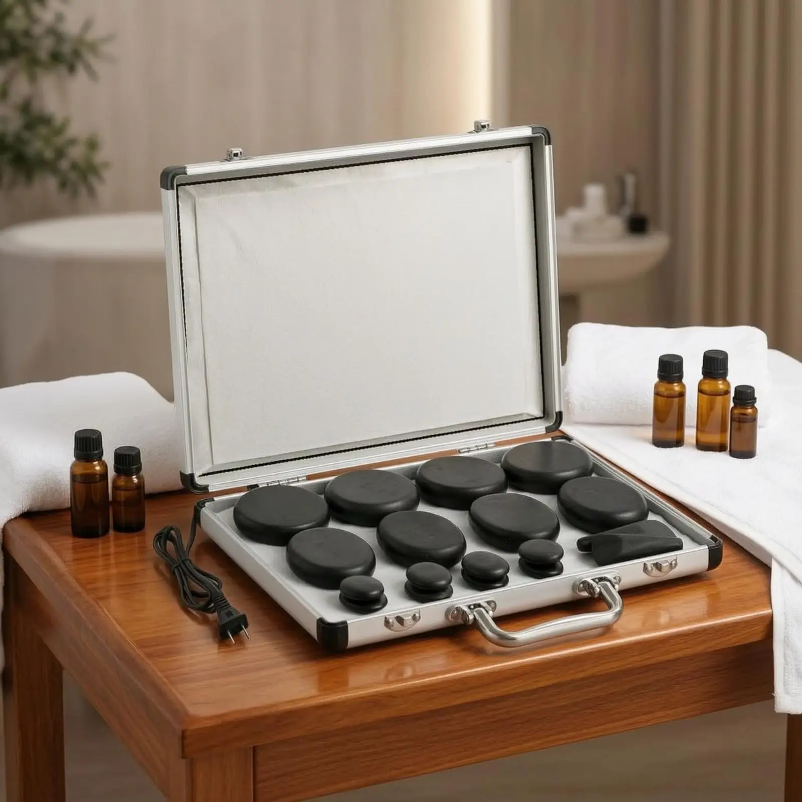 Stone Massage Kit Portable Massage Stone Heater with Rocks Volcanic for Therapists, Masseuses, Spa, Salon, Home Relaxation