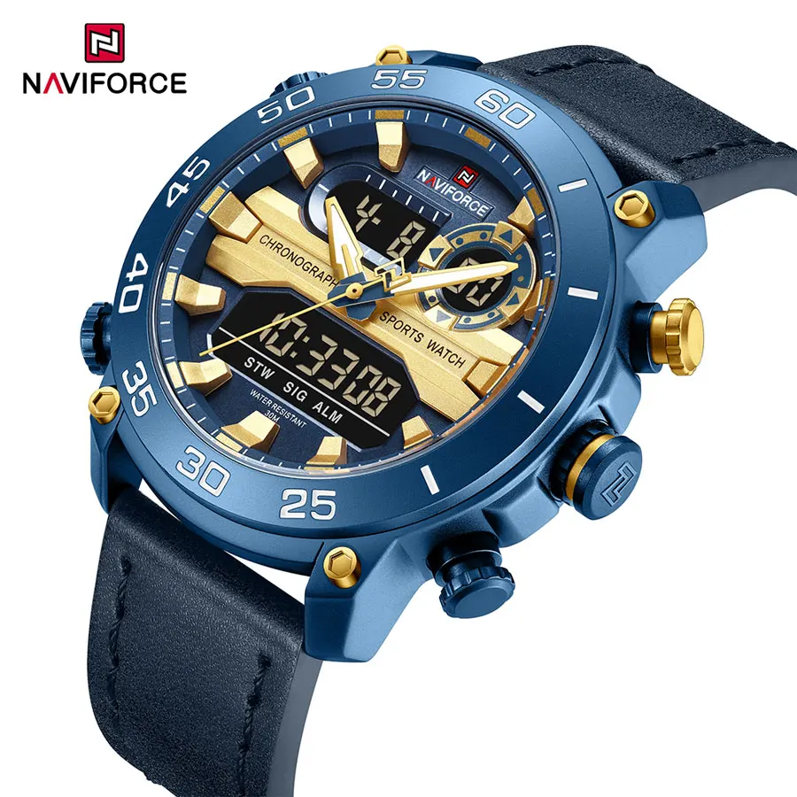 

NAVIFORCE Men Military Watch Digital Waterproof Wristwatch LCD Clock Sport Watch Male Leather Quartz Watches Relogio Masculino