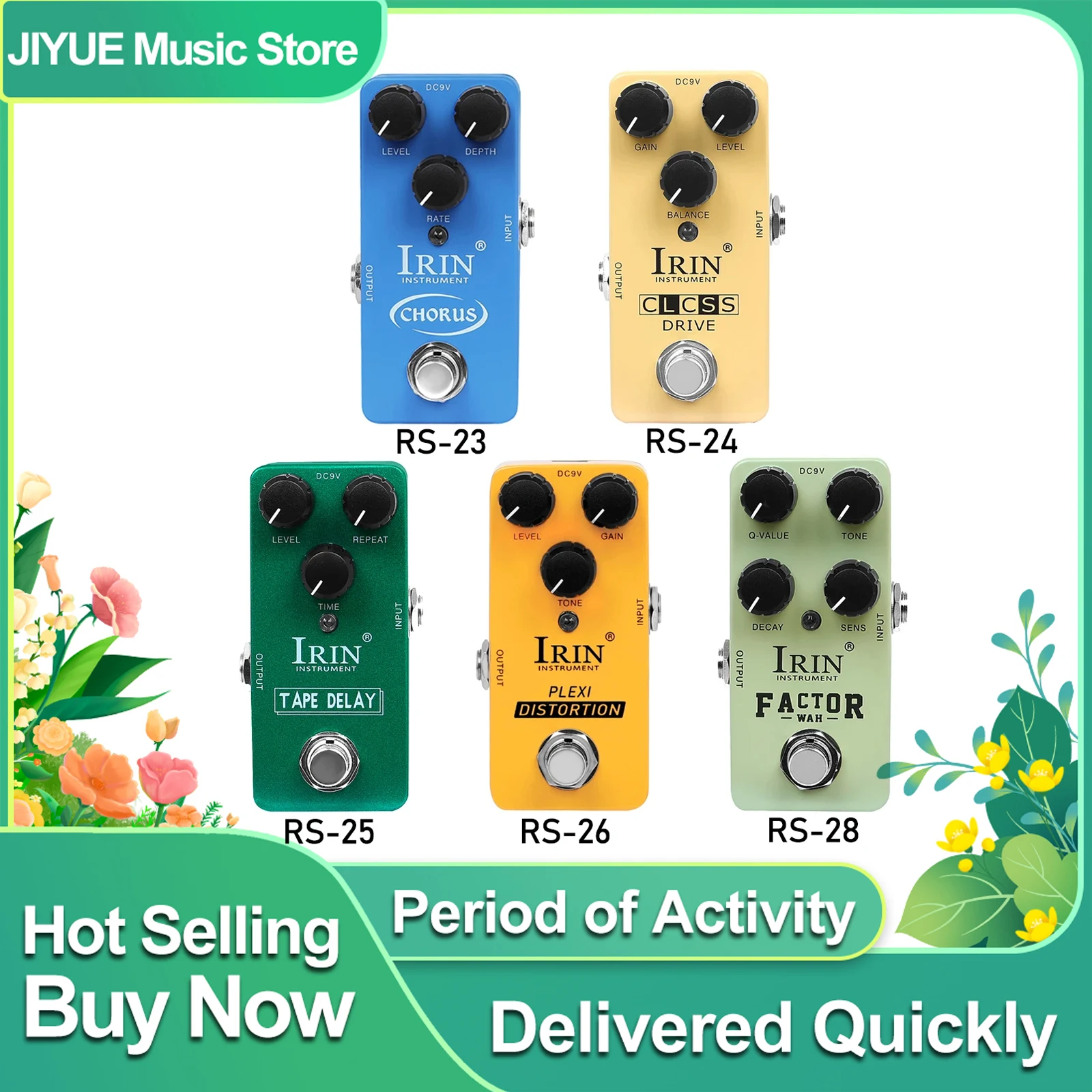 

IRIN RS Guitar Effect Pedal Distortion Chorus Overdrive Factor Wah Effects True Bypass Pedal Electric Guitar Accessories