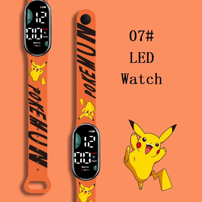 

Pokemon Strap LED Electronic Watch Fashion Colorful Bracelet Touch Waterproof Anime Character Pikachu Kid Digital Watches