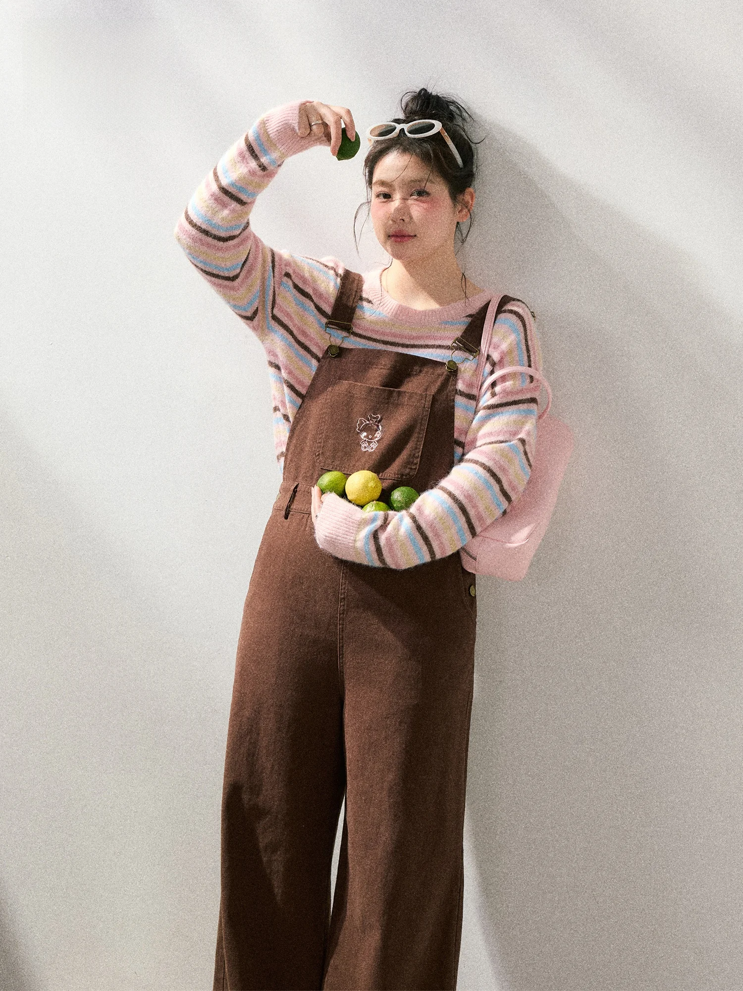 

plus Size Women's Faion Set Korean Sle Striped Sweater And Cargo Pants Slimming Sweet Color Blo Spring Casual Outfit
