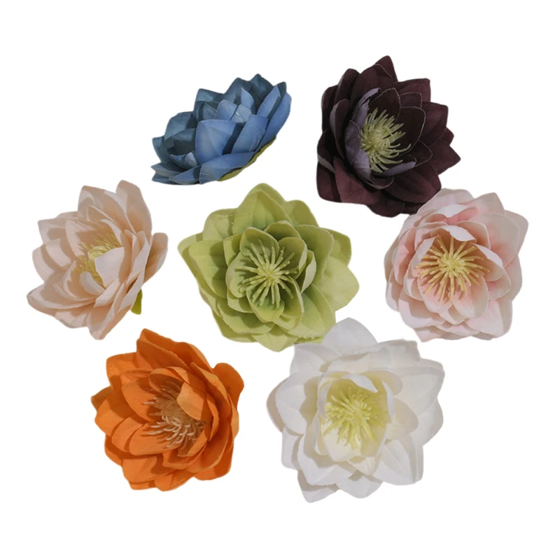 6-7cm Exquisite Little Lotus  Artificial Silk Flower Rose Heads Wedding Decoration DIY Wreath Scrapbooking Craft Fake Flowers