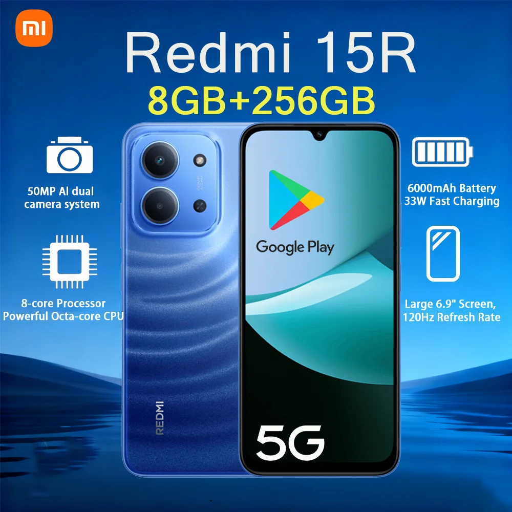 Xiaomi Redmi 15R Unlocked Android 5G Phone | 6.9 Inch 120Hz LCD, 13MP Cam, 6000mAh Battery, 33W Fast Charging, Dual SIM Dual