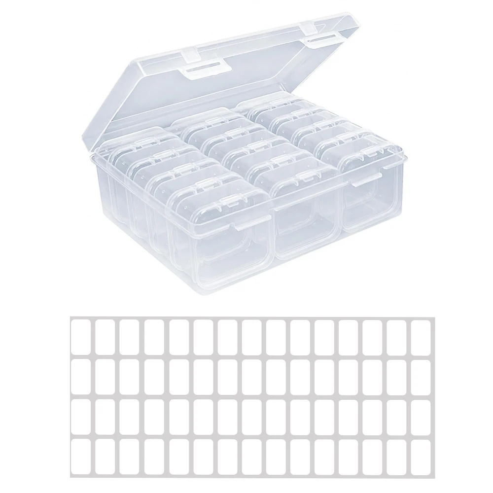 Diamond Painting Storage Box with Individual Hinged-Lid Containers, Clear Plastic Bead Organizer, Multi-Grid Case for DIY Crafts