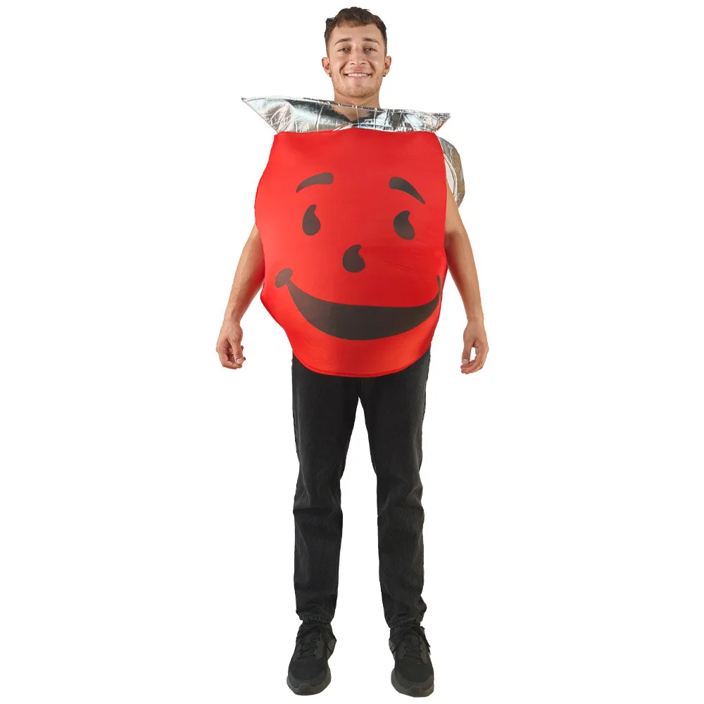 

Men Red Teapot Fancy Dress Up Women Beverage Drink Party Purim Cosplay Adult Kool Aid Halloween Costume