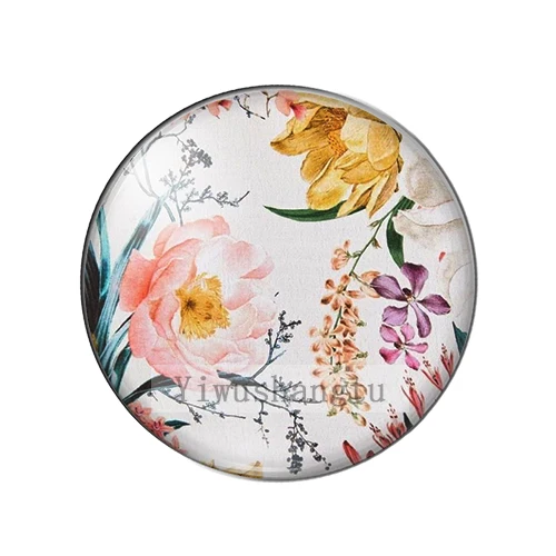 Bright Rose flower embroidery Art Paintings 8mm/12mm/20mm/25mm Round photo glass cabochon demo flat back Making findings