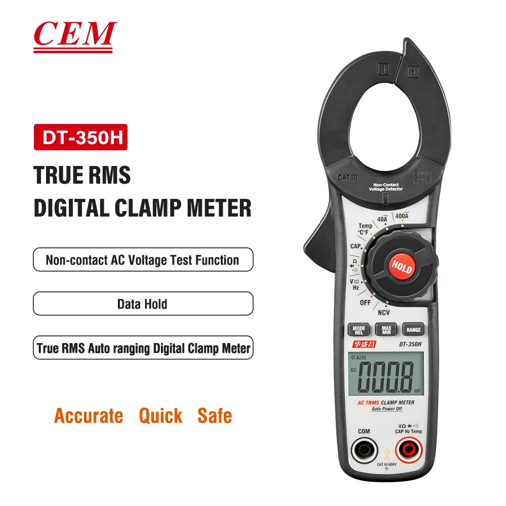 CEM DT-350H Mini Pince Numérique Compteur Multifonction De Mesure existent Avec Courant AC AC/DC Tension 02/10/2018 Tests De Continuité