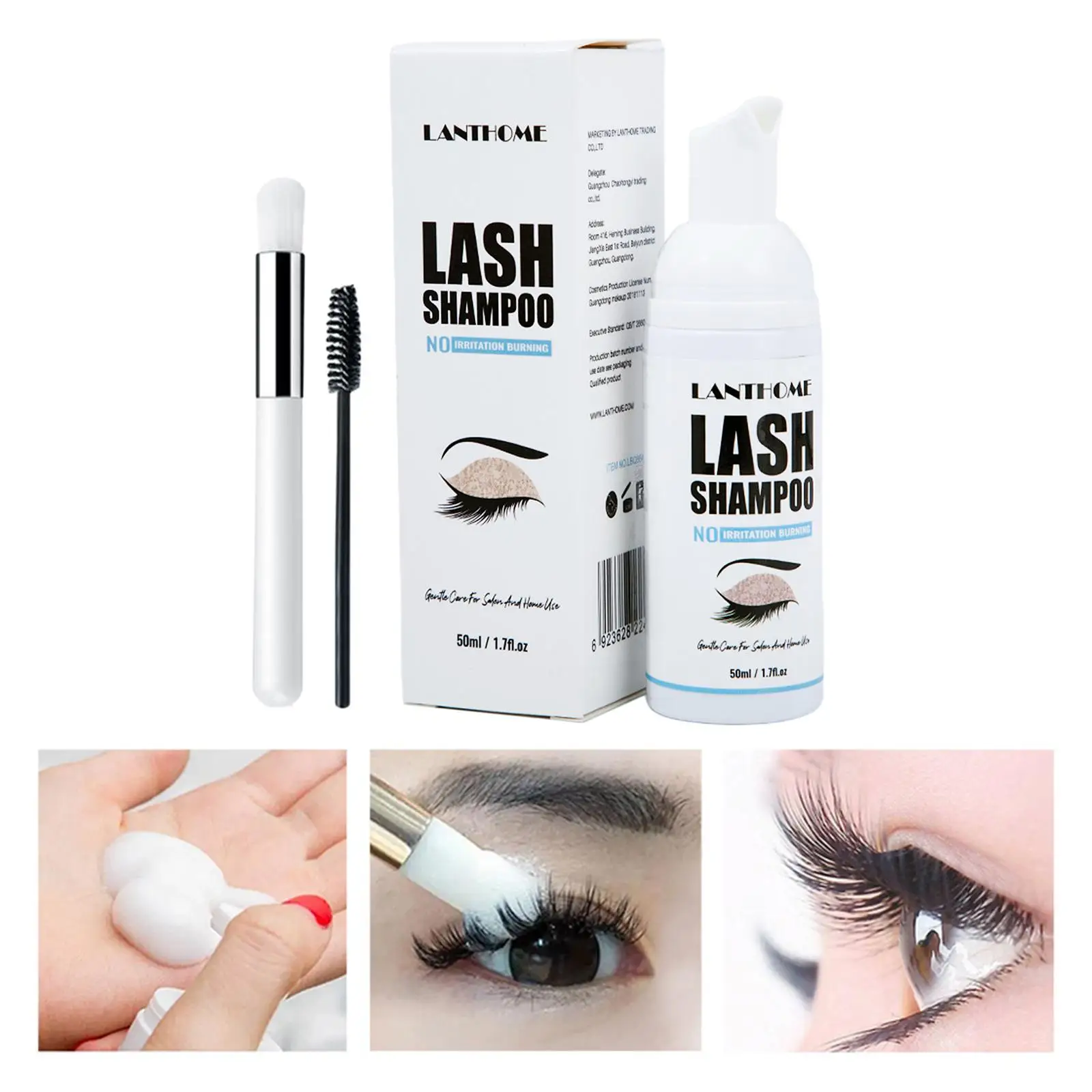 Eyelash Extension Shampoo Eyelid Foam Cleanser for Residue Mascara 50ml