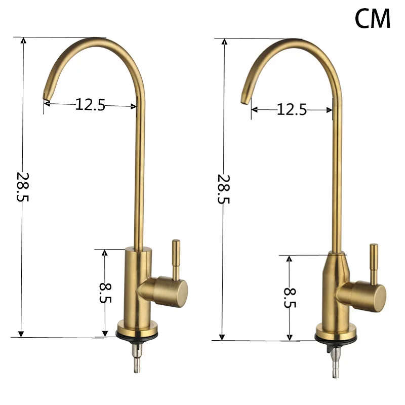 Brushed Gold Drinking Water Purifier Faucet Stainless Steel Drinking Water Reverse Osmosis Systems Kitchen Water Filter Tap 1/4\