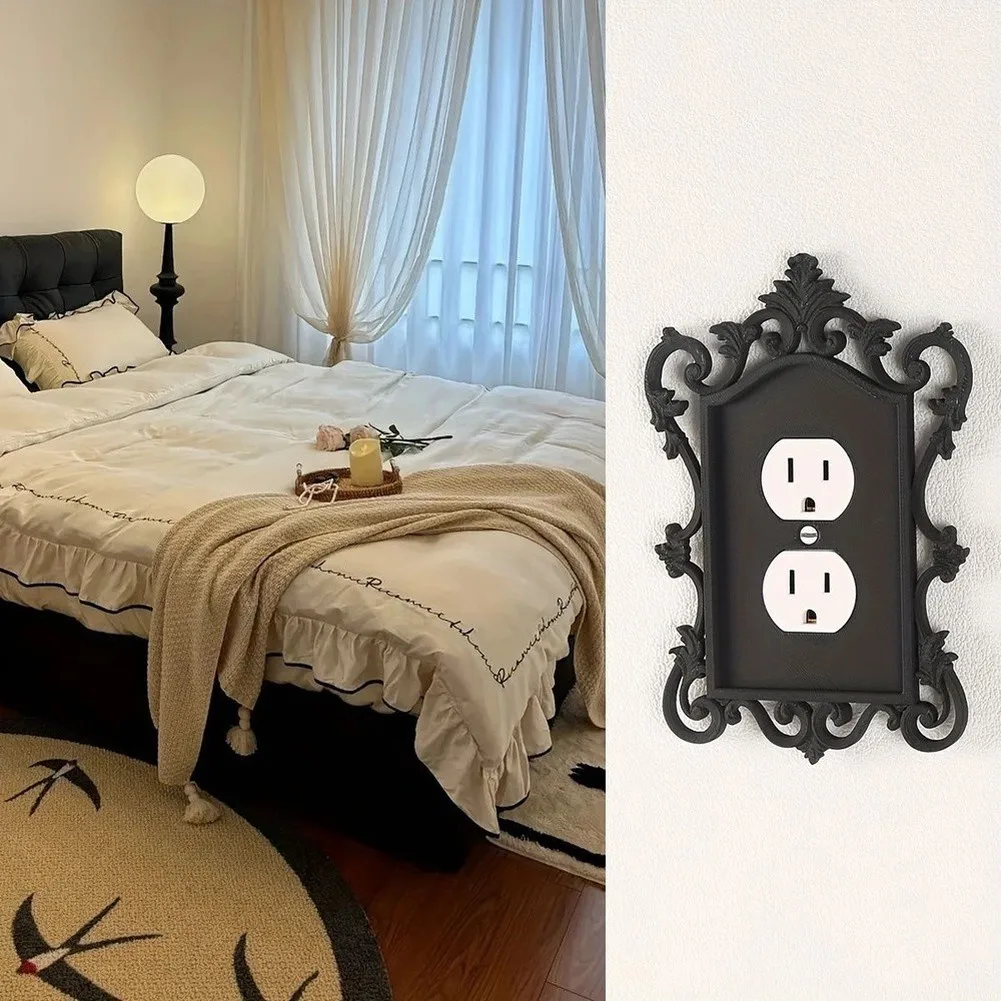 Gothic Style Switch Panel Cover Victorian Decorative Wall Plate For American Light Switches Home Office Electrical Supplies