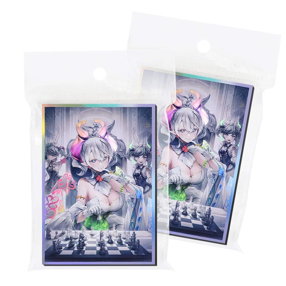 

63×90mm 100PCS Laser Holographic Flashing Anime Card Sleeves for YGO/TCG Top Loading Cartoon Deck Shield Card Cover