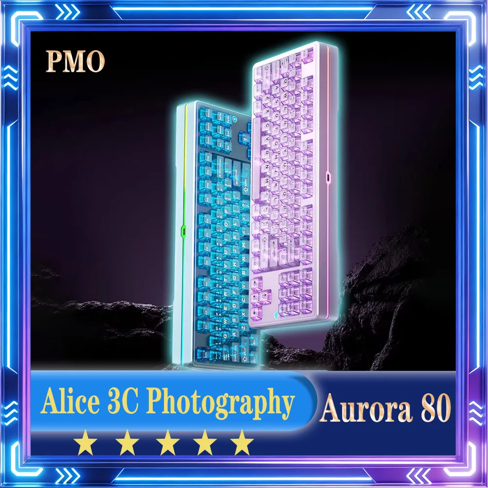 

Игровая клавиатура PMO Aurora 80 из алюминиевого сплава, беспроводная, Bluetooth, с низкой задержкой, для киберспорта, RGB, с возможностью горячей замены, для офиса, подарки