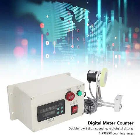 Cable Wheel Length Meter Digital Yard Meter Counter with Spring Bracket 6 Digit Roller Cable Wheel Length Meter AC100‑240V