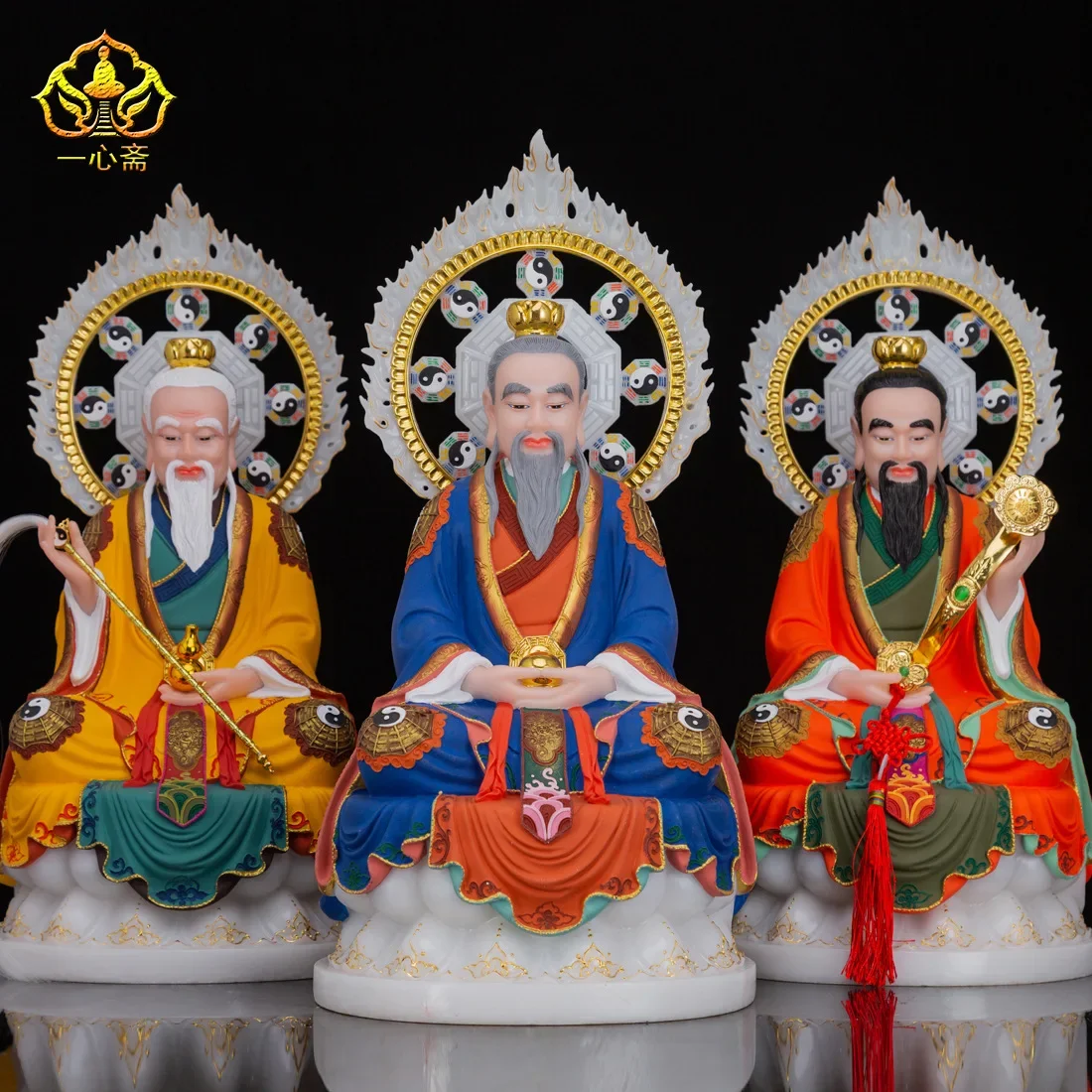 

White Marble Sanqing Taoist statue Supreme Lord Laojun Moral Heavenly Honor Buddha statue decoration Sanqing statue