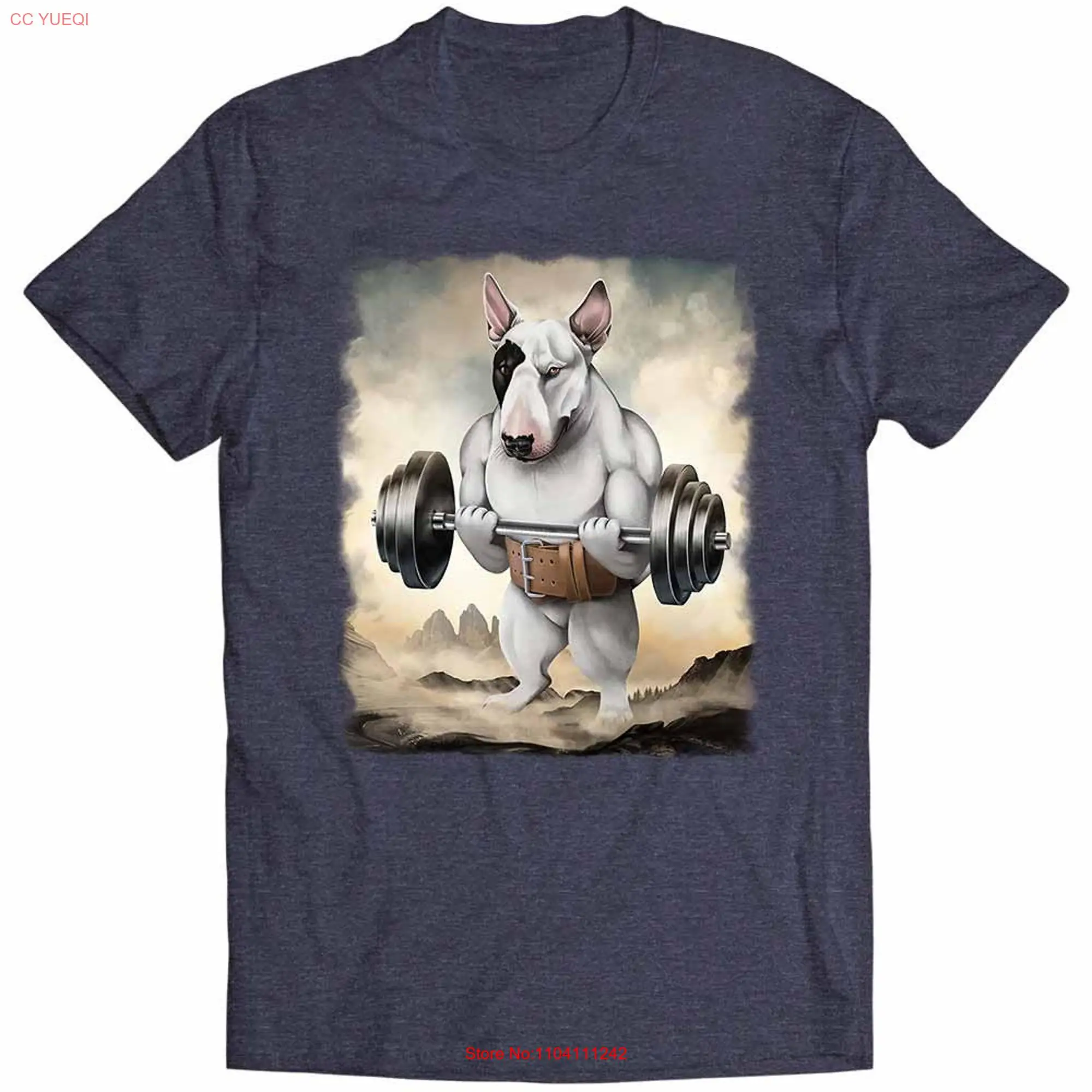 Bull Terrier Dog Muscle Training Weightlifting  Youth T Shirt PrintStarT long or short sleeves