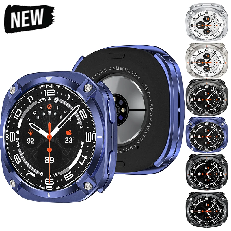 Armor Metal Case For Samsung Galaxy Watch 8 44mm Cover Case Accessories Hard Frame Metal Protective Bumper for Galaxy Watch 8