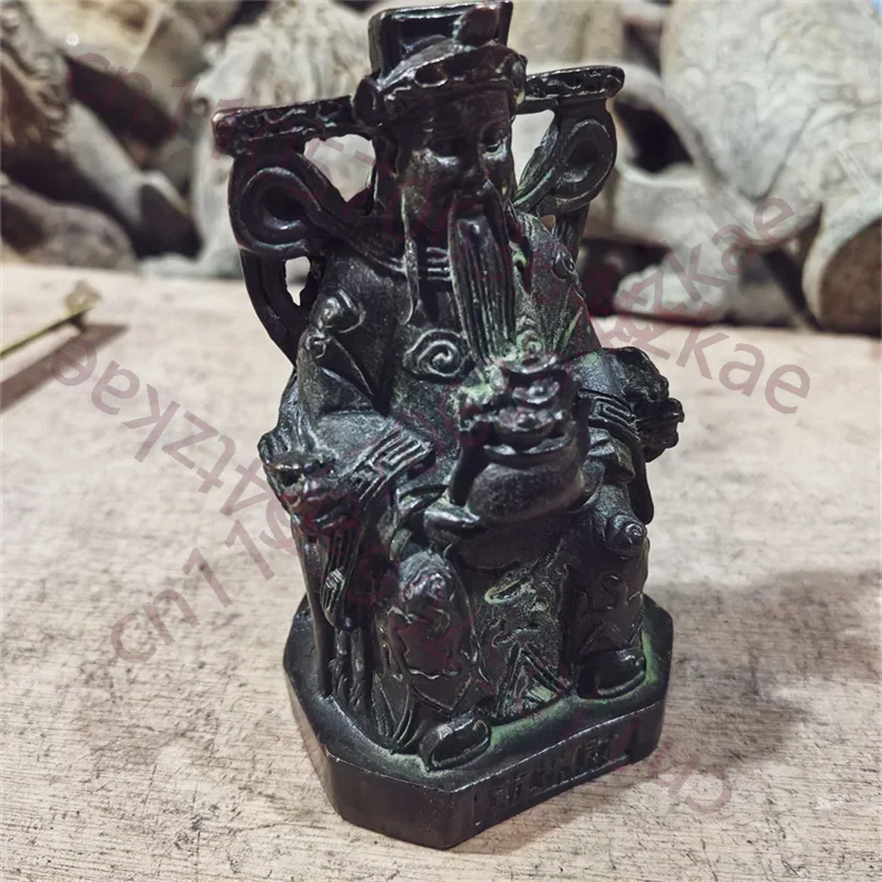 Folk Collection Bronze Ware God of Wealth Statue Ancient Chinese Folk Artifacts Wealthy Figurine for Decorations