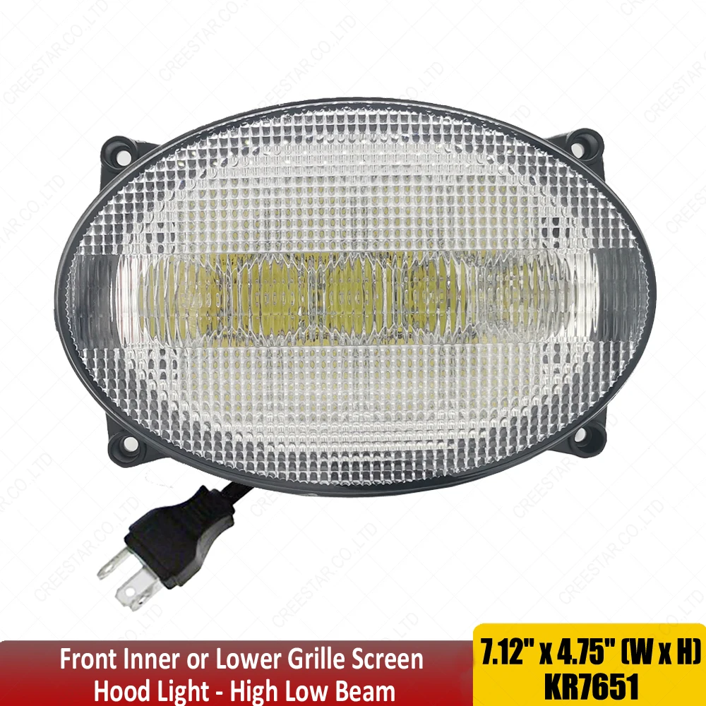 

RE181964 Oval 65W LED Hood Light - Hi/Lo Beam For John Deere Tractor 7720, 7820, 7920,7630, 7730, 7830, 7930+