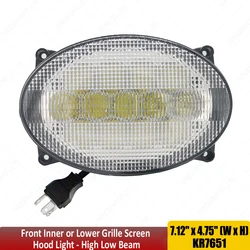 RE181964 Oval 65W LED Hood Light - Hi/Lo Beam For John Deere Tractor 7720, 7820, 7920,7630, 7730, 7830, 7930+