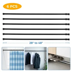 6Pcs 1.3cm Tension Rods Spring Steel Cupboard Closet Shoe Racks Bars Rod Curtain Rods 40-70cm / 70-120cm Adjustable White Black