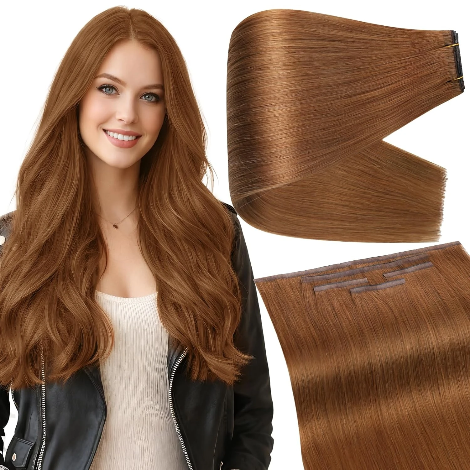 Full Shine Butterfly Weft Hair Extensions Pu Holes Weft Hair Extensions 100G 5Pcs Seamless Fit Full Head Add Length