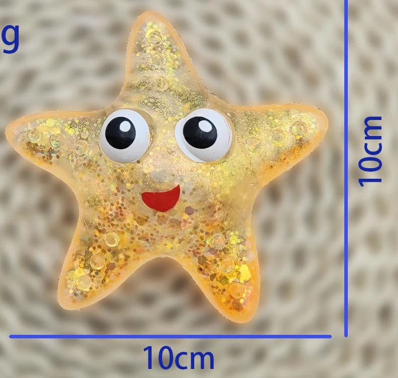 Antiestrés suave TPR rebote lento lentejuelas maltosa pellizco juguete alivio del estrés elástico exprimidor ojos de colores estrella de mar descompresión