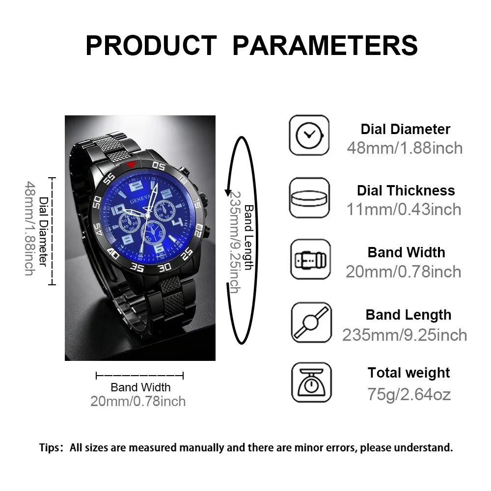 Round Luxury Men's Watch Alloy Strap Men's Watch Business Sports Quartz Men's Watch (Box Not Included)