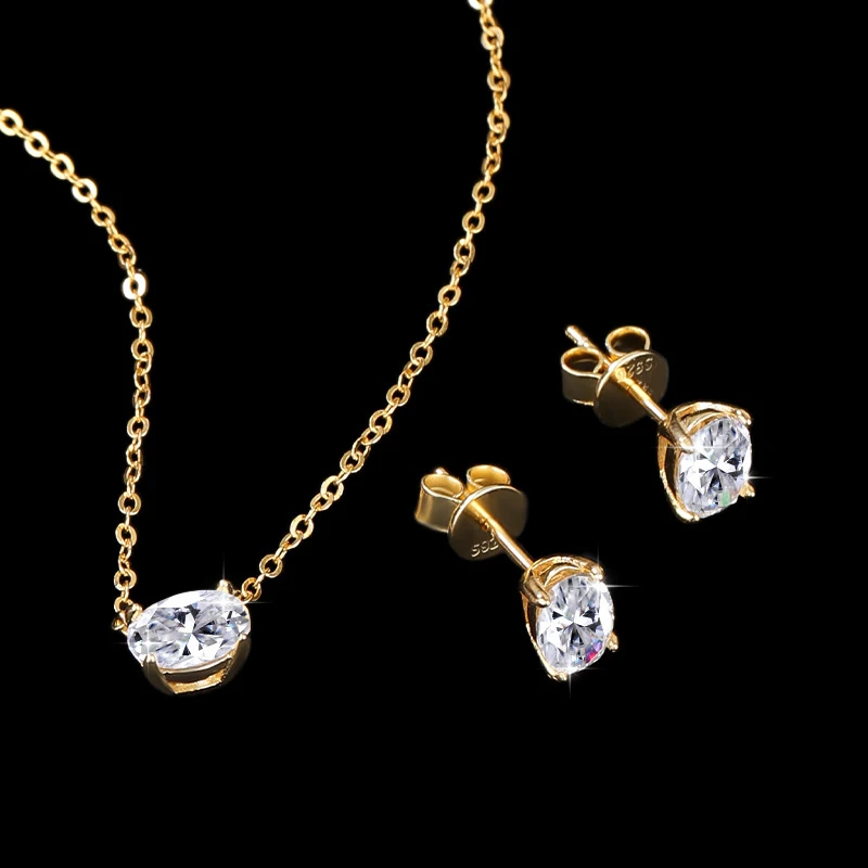 

TBCYD Luxury 1CT Oval Cut Moissanite Earrings/Necklace for Women 925 Sterling Silver V shape Pendant Choker High Quality Jewelry