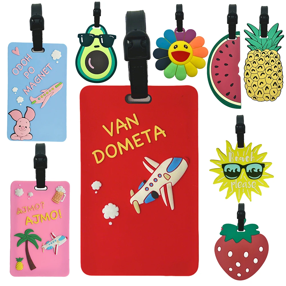 

Soft Silicone Luggage Tag with Cartoon Fruit/Sun Patterns: Luggage ID Address Bracket, Cute Travel Accessory
