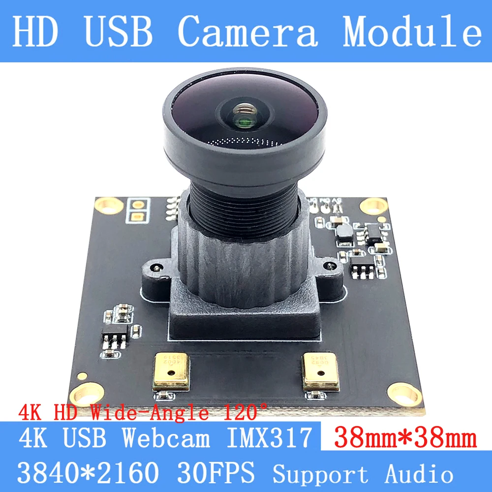

120° Wide-angle High Resolution 4K Camera Module 3840x2160 IMX317 Mjpeg 30fps USB Webcam for Document Scan Support Audio