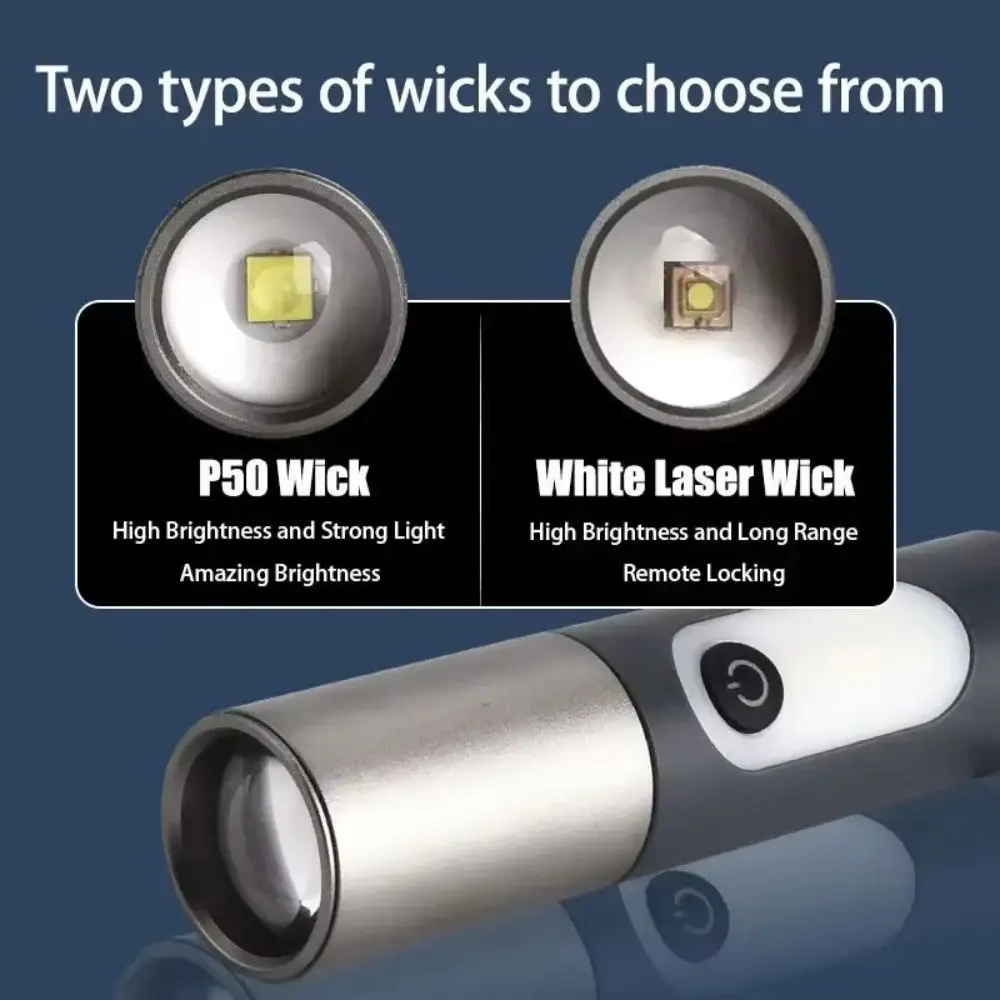 أحمر أزرق تحذير ضوء مصباح يدوي زوومابلي مقاوم للماء المحمولة هوك مصباح يدوي قابل لإعادة الشحن نسبة البطارية #5