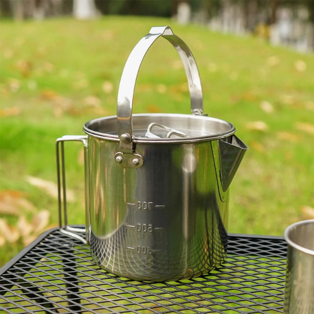

Stainless Steel Water Large Capacity Lightweight Camping Kettle For Outdoor Picnic Hiking Boiling Pot Portable Tea Kettle