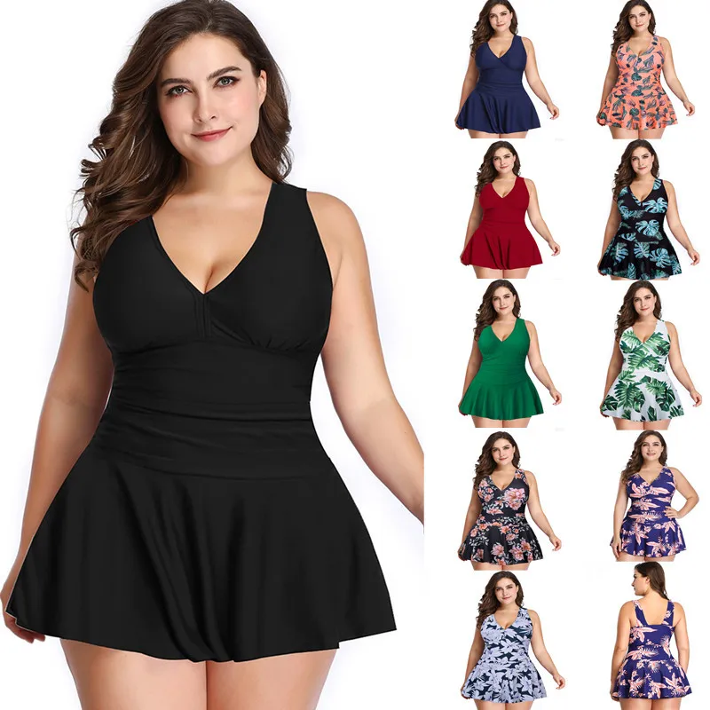 S-5XL maiô de duas peças maiôs plus size grande mulher verão cobrir com saia boxer preto troncos de natação cobrir barriga