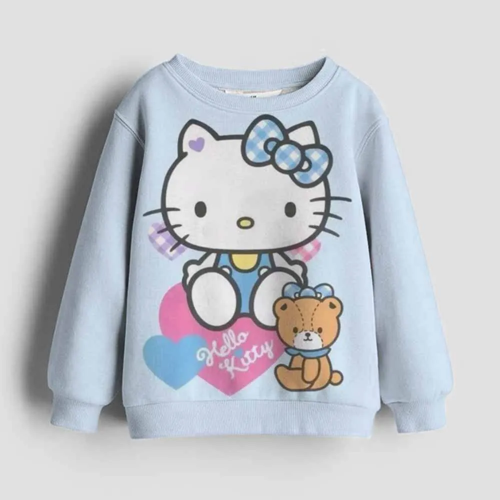 Kids Girls Hello Kitty Kuromi Hoodies Long Sleeve Sweatshirts Children Spring Autumn 3-14 Years Old Cartoon Casual Hooded Tops