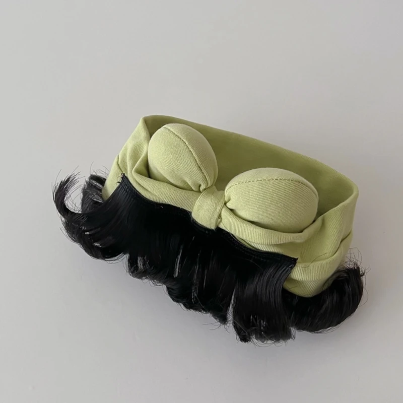 Bowknot Fascia per capelli Parrucca per neonati Frangia Chignon Parrucchino 0-2 anni Copricapo per neonati QX2D