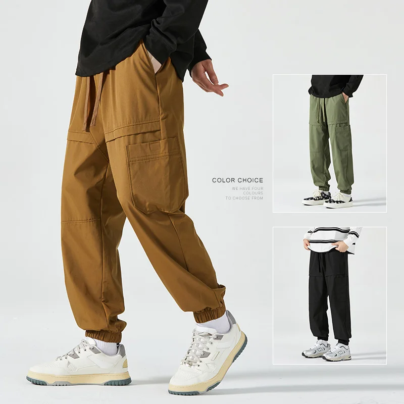 

New Men'S Autumn Winter Loose Workwear 9-Point Trousers Korean Version Fashion All Season Versatile Youth Casual Sports Pants