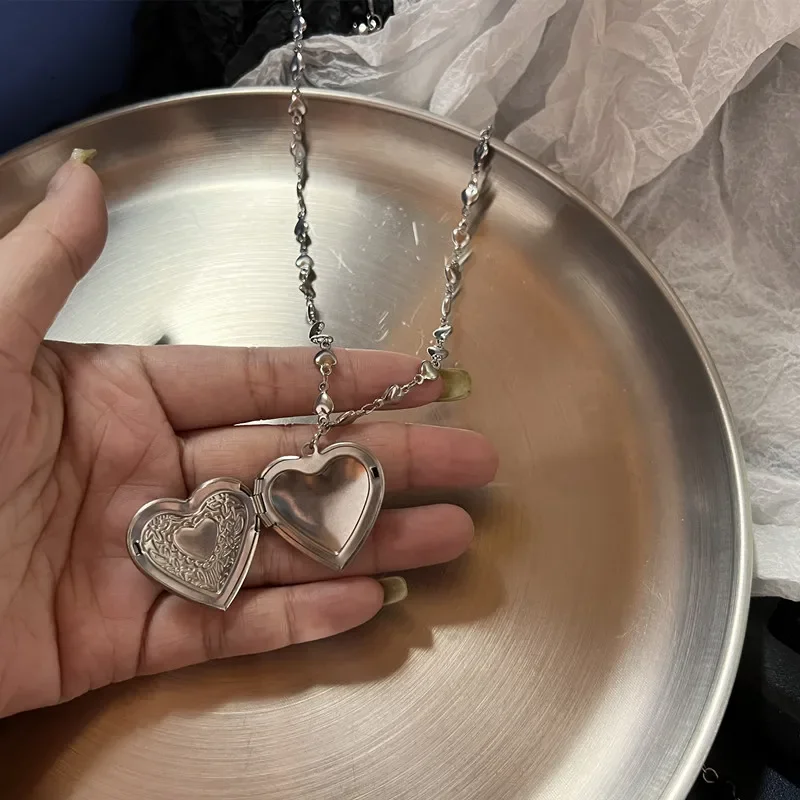 Forever Love Heart Shape Pendant Women Necklace Metal Heart Epoxy Resin Beads Charm Beaded Link Chain Girls Necklace Jewelry image 3