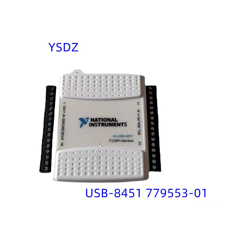 NI USB-8451 779553-01 250 kHz I2C, 12 MHz SPI I2C/ SPI interface device, analog I/ O, digital I/ O, and a 32-bit count