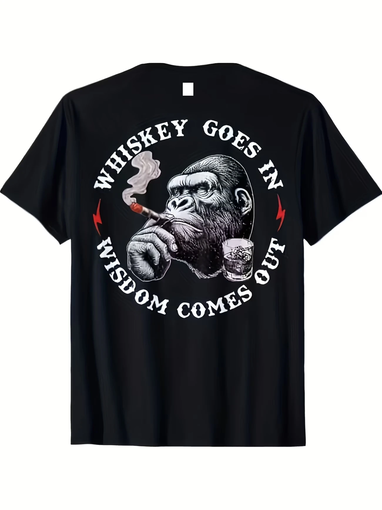 funny Whiskey Goes In, Wisdom Comes Out Men's T Shirt Women Cotton Tee Summer Spring Novelty Top Humor Streetwear Oversized Top