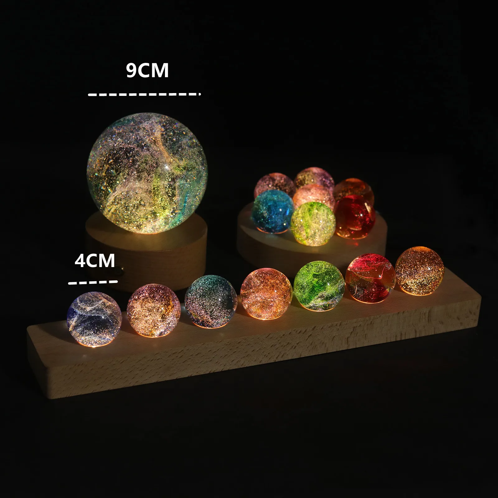 Light Luxury Colorful Glass Ball Luminous Planet Home Decor Crystal Handicraft Cosmic Model Gift