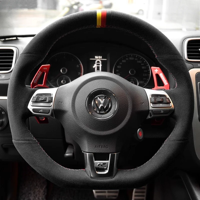 

For Volkswagen Golf 6 GTI MK6 / Polo GTI / Scirocco R Hand Stitched non-slip suede Car Steering Wheel Cover