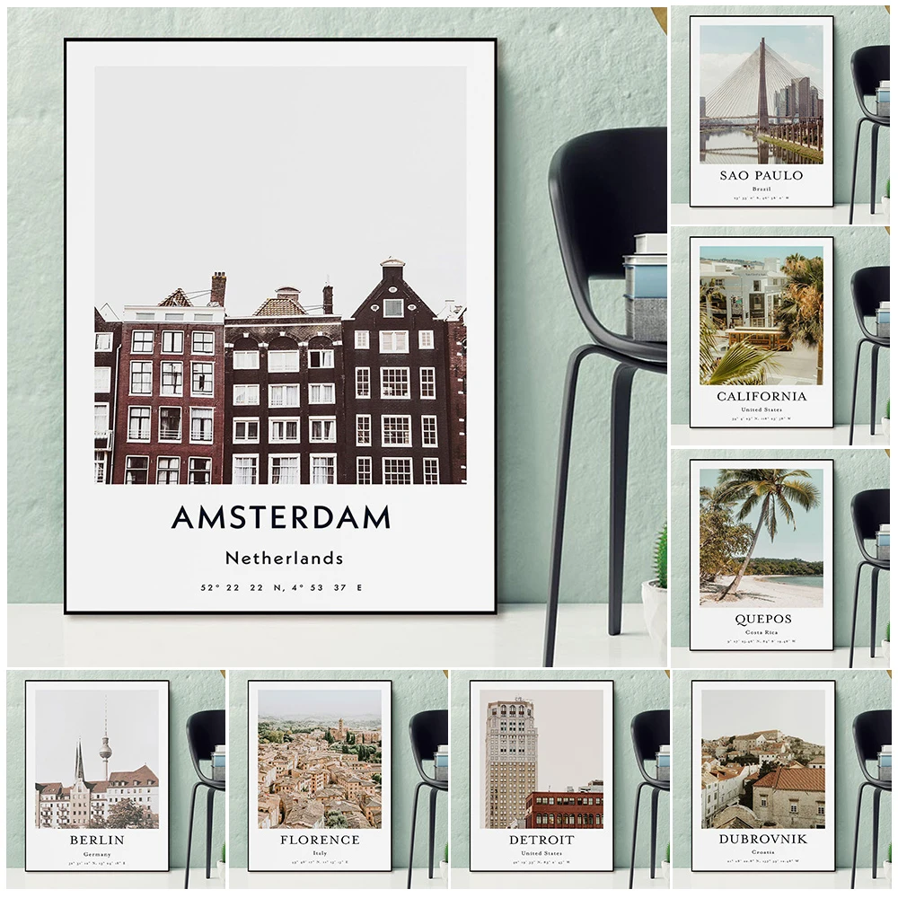Travel Poster Print,Photography Poster Prints,Brazil,California,Costa Rica,Florence And Germany Cityscape Wall Art Home Decor
