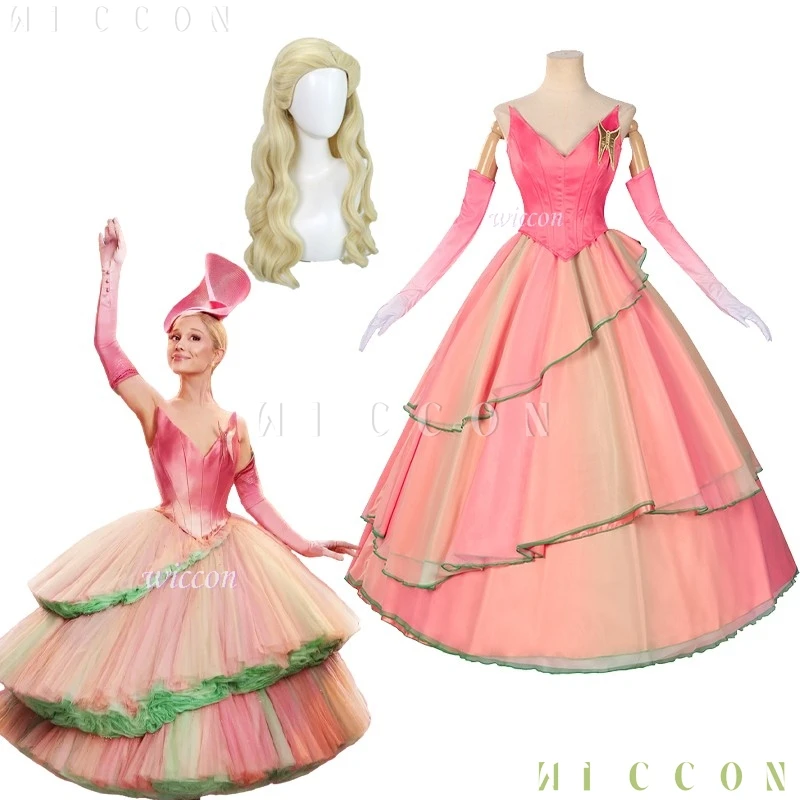 

Костюм на Хэллоуин Wicked 2 Glinda, розовое платье принцессы для косплея, длинное нарядное платье, женский костюм ведьмы, женская праздничная одежда на Хэллоуин