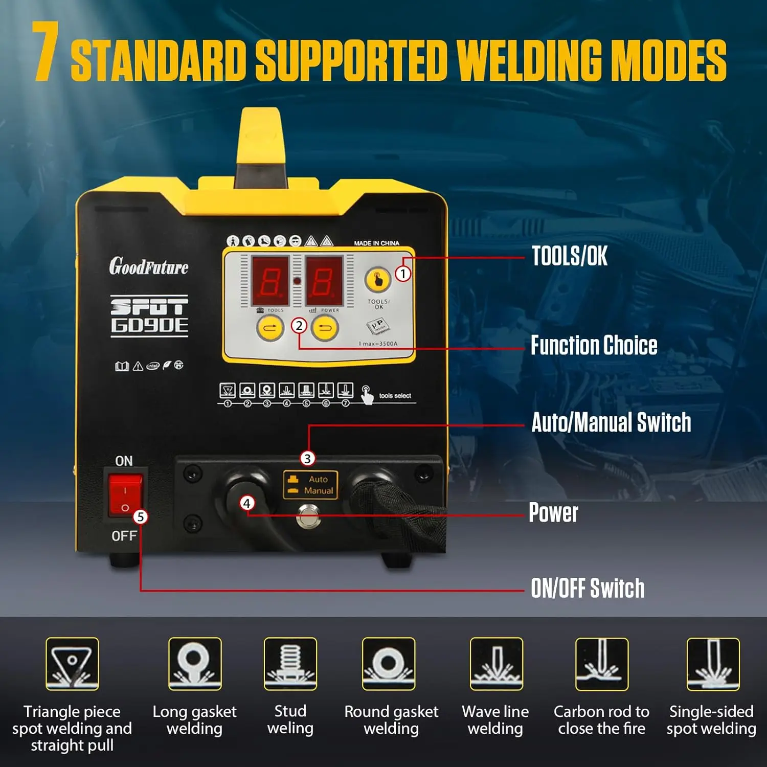 antools Stud Welder Dent Repair Kit, 110V Dent Puller Welder With Slide Hammer Dent Puller, 7 Welding Mode Spot Welding