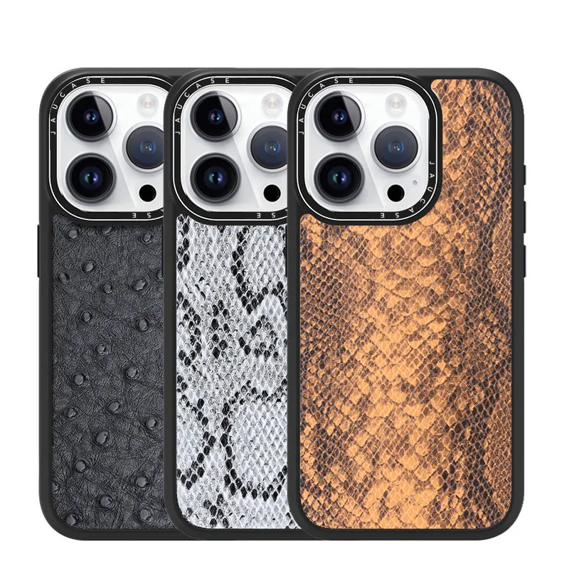 X-level-fundas de teléfono para Iphone 16, 15, 14 Pro Max / 15 Pro / 14 Pro, funda de piel de pitón magnética, carcasa de cuero de piel de serpiente Real